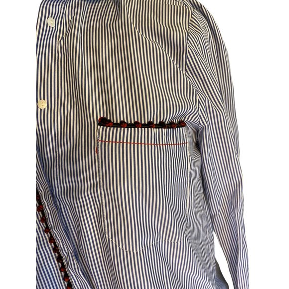 Zara Blue White Striped Button Up Women's S - Picture 6 of 11